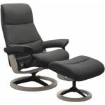 Stressless View Sessel Signature wahlweise mit Hocker - Leder Paloma Rock, Buche Holzfarbe Whitewash, Metall schwarz matt, ohne Zusatzausstattung grau, schwarz