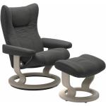 Stressless Wing Sessel Classic wahlweise mit Hocker - Leder Paloma Rock, Buche Holzfarbe Whitewash, ohne Zusatzausstattung grau, schwarz