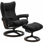 Stressless Wing Sessel Signature wahlweise mit Hocker - Buche Holzfarbe Wenge, Metall schwarz matt, ohne Zusatzausstattung schwarz