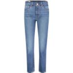 Blaue LEVI'S 501 Straight Stretch-Jeans aus Denim für Damen Größe S 