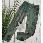 Grüne Gestreifte Y&Y Stretch-Jeans aus Denim für Damen Größe S 
