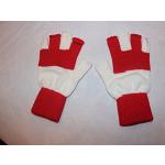 Strick-Handschuhe, fingerlos, Rot/Weiß
