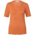 Reduzierte Orange TCHIBO Bio V-Ausschnitt Strickshirts für Damen Größe XS 