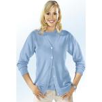 Blaue Langärmelige bader Rundhals-Ausschnitt Rundhals-Pullover mit Knopf für Damen Größe M 