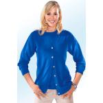 Royalblaue Langärmelige bader Rundhals-Ausschnitt Rundhals-Pullover mit Knopf für Damen Größe S 