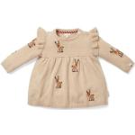 Sandfarbene Elegante Little Dutch Bio Kinderkleider mit Weihnachts-Motiv für Babys Größe 56 für den für den Winter 