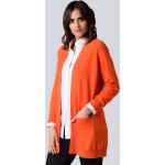 Reduzierte Orange Unifarbene Alba Moda V-Ausschnitt Longstrickjacken für Damen Größe XS für den für den Herbst 
