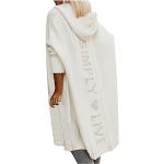 Weiße Color Blocking Atmungsaktive Bio Maxi Grobstrickjacken aus Softshell mit Kapuze für Damen Größe M für Partys für den für den Herbst 