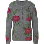 Reduzierte Graue Bestickte Damencardigans mit Knopf aus Alpaka-Wolle maschinenwaschbar Größe M 