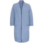 Blaue Oversize Waschbär Bio Nachhaltige Strickmäntel aus Wolle für Damen Größe XS Weite 44 