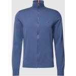 Blaue Unifarbene Tommy Hilfiger Stehkragen Herrencardigans mit Reißverschluss aus Baumwollmischung Größe L 