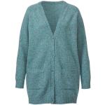 Reduzierte Jadegrüne Waschbär Bio Nachhaltige V-Ausschnitt Damencardigans aus Tweed Größe L 