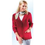 Rote bader V-Ausschnitt Damencardigans mit Knopf aus Acryl Größe XL 