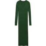 Grüne Unifarbene Langärmelige Mango V-Ausschnitt Strickkleider ohne Verschluss aus Polyamid für Damen Größe S 