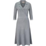 Graue Unifarbene 3/4-ärmelige Sienna Maxi V-Ausschnitt Sommerkleider für Damen 