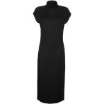 Schwarze Unifarbene Alba Moda Midi Stehkragen Strickkleider für Damen Größe XS 