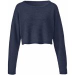 Mitternachtsblaue Langärmelige Waschbär Bio Nachhaltige Cropped Shirts für Damen Größe L 