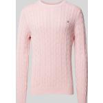 Pinke Unifarbene Gant Zopfpullover aus Baumwolle für Herren Größe M 