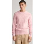 Pinke Unifarbene Gant Zopfpullover aus Baumwolle für Herren Größe XXL 
