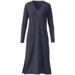 Mitternachtsblaue Waschbär Bio Nachhaltige V-Ausschnitt Tunika-Kleider für Damen Größe L 