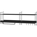 Schwarze string Wandgarderoben & Hängegarderoben pulverbeschichtet aus Stahl Breite 100-150cm, Höhe 0-50cm, Tiefe 0-50cm 2-teilig 