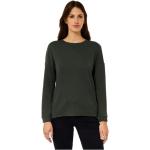 Olivgrüne Langärmelige CECIL Rundhals-Ausschnitt Rundhals-Pullover für Damen Größe S 