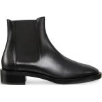 Schwarze Elegante Stuart Weitzman Blockabsatz Chelsea-Boots aus Leder für Damen Größe 40,5 