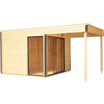 Wolff Finnhaus Natural Line Gartenbüros 44mm aus Holz mit Schlafboden Blockbohlenbauweise 