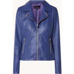 Violette Unifarbene Übergangsjacken aus Leder für Damen Größe S 