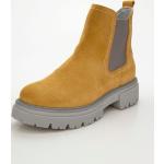 Gelbe Studio W Blockabsatz Chelsea-Boots mit Reißverschluss in Komfortweite mit herausnehmbarem Fußbett für Damen Größe 42 mit Absatzhöhe 3cm bis 5cm 