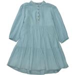 Blaue Vintage Stehkragen Volantkleider für Kinder & Kinderstufenkleider mit Volants aus Baumwolle für Mädchen Größe 164 