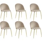 Beige Kauf-Unique Stuhl-Serie aus Samt Breite 50-100cm, Höhe 50-100cm, Tiefe 0-50cm 6-teilig 