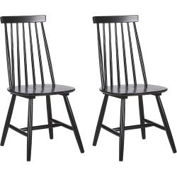 Stuhl Holz schwarz 2er Set im Landhausstil Holzstühle BURBANK