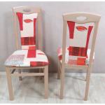Stuhl Set in Rot Bunt gemustert Buche Massivholz (2er Set)