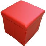 style home Sitzhocker, Sitzwürfel mit Stauraum Aufbewahrungsbox faltbar, aus Kunstleder, 38 x 38 x 38 cm (Rot), rot
