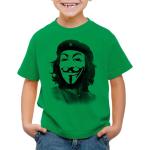style3 Anonymous Kuba Liberta T-Shirt für Kinder Hacktivismus Netzkultur Guy Fawkes revolution, Farbe:Grün, Größe:164
