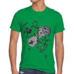 Grüne Melierte Kurzärmelige Style3 Super Mario Rundhals-Ausschnitt T-Shirts aus Jersey für Herren Größe 3 XL 