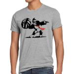 Graue Melierte Casual Kurzärmelige Style3 Banksy Rundhals-Ausschnitt T-Shirts mit Graffiti-Motiv aus Jersey für Herren Größe 5 XL für den für den Sommer 