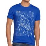 Blaue Melierte Casual Kurzärmelige Style3 Super Mario Mario Rundhals-Ausschnitt T-Shirts aus Jersey für Herren Größe 5 XL 