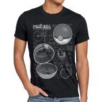 style3 Print-Shirt Herren T-Shirt Pokéball Blaupause monster spiel online, schwarz