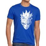 Blaue Melierte Casual Kurzärmelige Style3 Naruto Kakashi Hatake Rundhals-Ausschnitt T-Shirts aus Jersey für Herren Größe 5 XL für den für den Sommer 