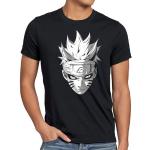 Schwarze Melierte Casual Kurzärmelige Style3 Naruto Kakashi Hatake Rundhals-Ausschnitt T-Shirts mit Ländermotiv aus Jersey für Herren Größe 5 XL 