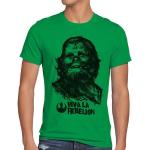 Grüne Melierte Casual Kurzärmelige Style3 Star Wars Chewbacca Rundhals-Ausschnitt T-Shirts aus Jersey für Herren Größe 3 XL 