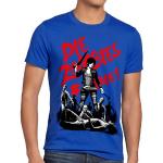 Blaue Melierte Casual Kurzärmelige Style3 The Walking Dead Daryl Dixon Rundhals-Ausschnitt T-Shirts aus Jersey für Herren Größe 5 XL 