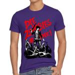 Lila Melierte Casual Kurzärmelige Style3 The Walking Dead Daryl Dixon Rundhals-Ausschnitt T-Shirts aus Jersey für Herren Größe 3 XL 