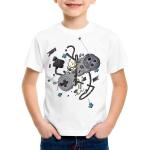 Weiße Melierte Casual Kurzärmelige Style3 Super Mario Yoshi Rundhals-Ausschnitt Printed Shirts für Kinder & Druck-Shirts für Kinder aus Jersey Größe 164 