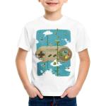 Graue Melierte Casual Kurzärmelige Style3 Super Mario Yoshi Rundhals-Ausschnitt Printed Shirts für Kinder & Druck-Shirts für Kinder aus Jersey Größe 164 