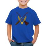 Blaue Melierte Casual Kurzärmelige Style3 Harry Potter Schnatz Rundhals-Ausschnitt Printed Shirts für Kinder & Druck-Shirts für Kinder aus Jersey Größe 164 