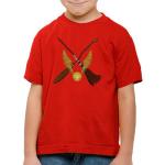 Rote Melierte Casual Kurzärmelige Style3 Harry Potter Schnatz Rundhals-Ausschnitt Printed Shirts für Kinder & Druck-Shirts für Kinder aus Jersey Größe 164 