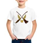 Weiße Melierte Casual Kurzärmelige Style3 Harry Potter Schnatz Rundhals-Ausschnitt Printed Shirts für Kinder & Druck-Shirts für Kinder aus Baumwolle Größe 164 